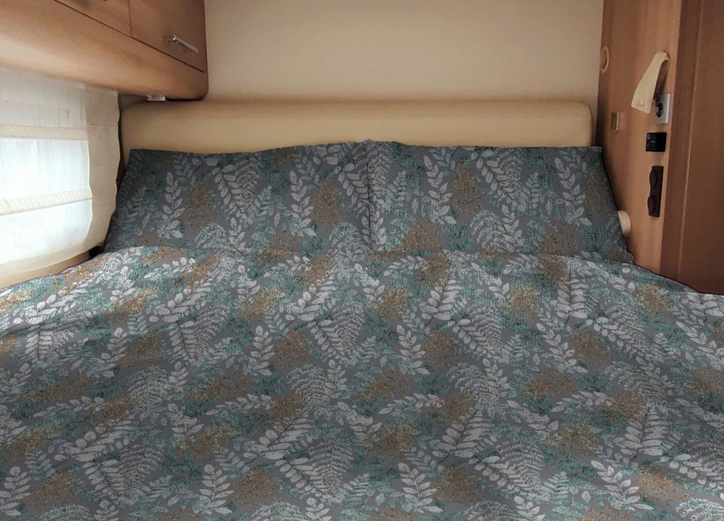 Completo Lenzuola Camper Roulotte 100% Cotone PERSONALIZZABILE Varie Fantasie - Singolo - Foglia