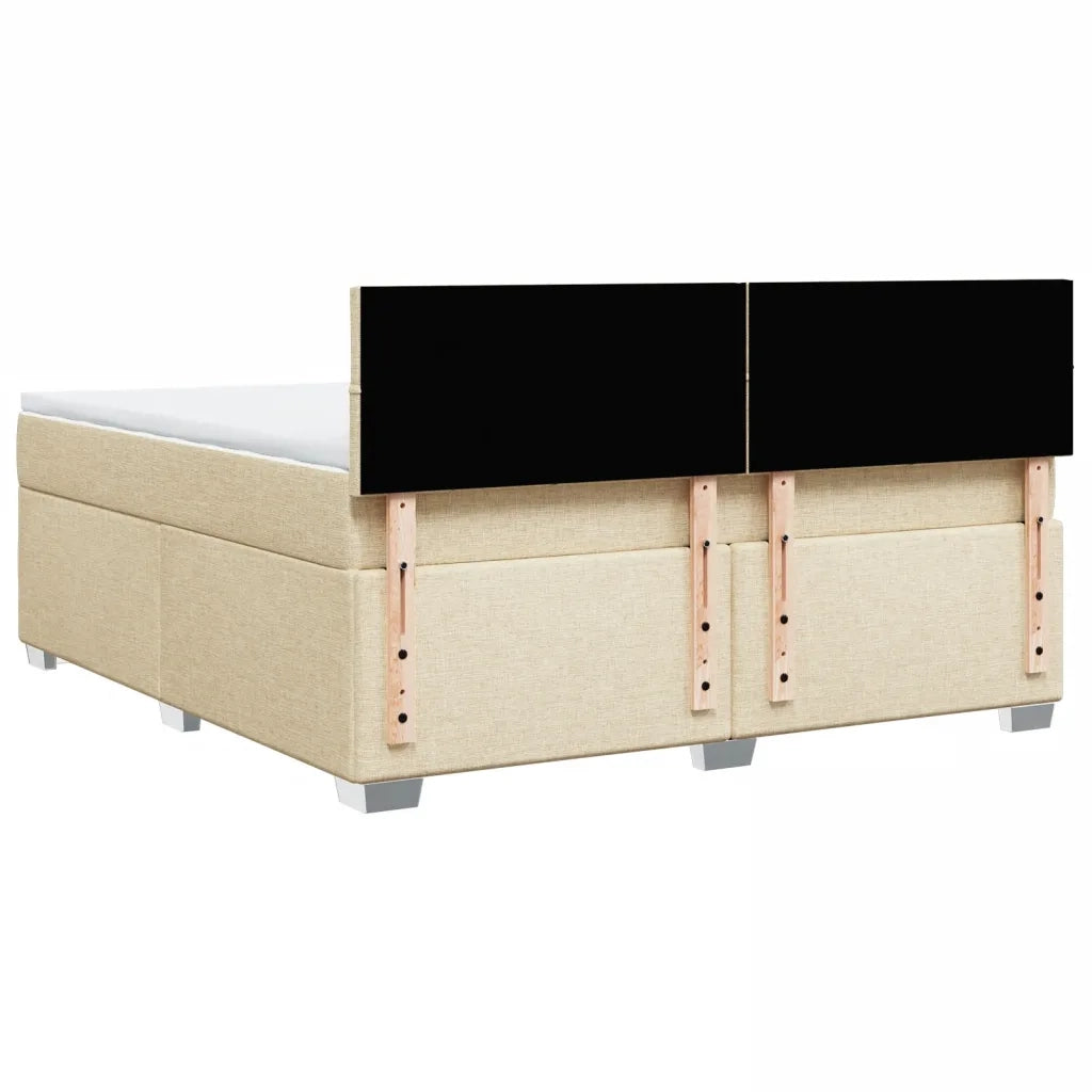 Giroletto a Molle con Materasso Crema 180x200 cm in Tessuto