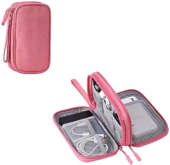 Organizzatore elettronico, contenitore impermeabile, borsa portatile per cavi e accessori, contenitore multifunzione per stick USB, drive, powerbank, caricabatteria, mouse, cavi USB e cuffie - 1 pezzo - rosso