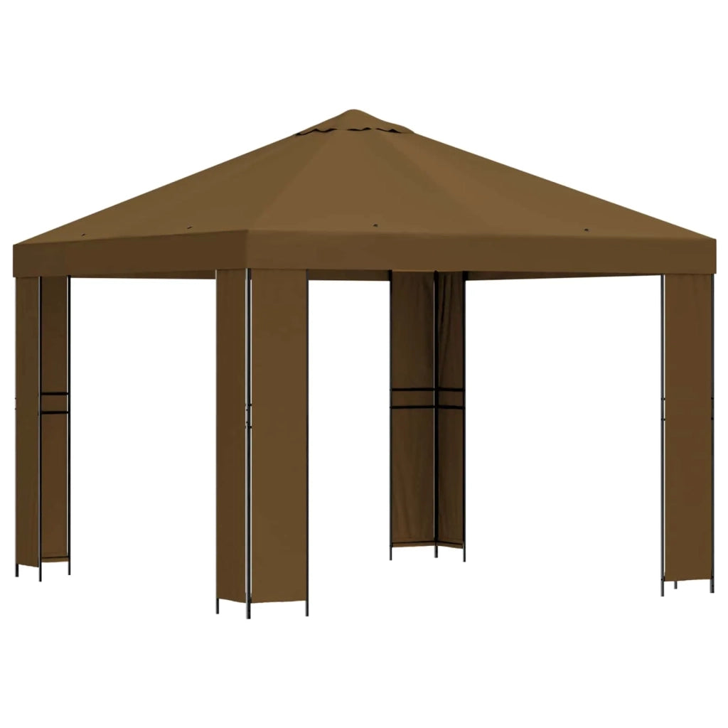 Gazebo 3 x 3 m Tortora Poliestere e Acciaio 190 900354