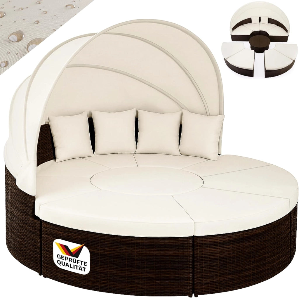 Isola Prendisole Polyrattan Ø230 Baldacchino Cuscini Lettino Set Lounge Componibile