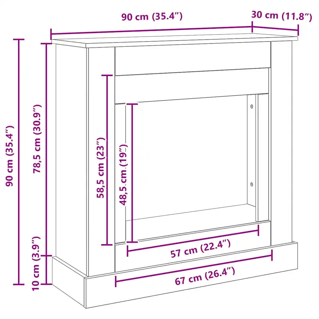 Cornice per Camino Rovere Nero 90x30x90 cm in Truciolato CFW8936230