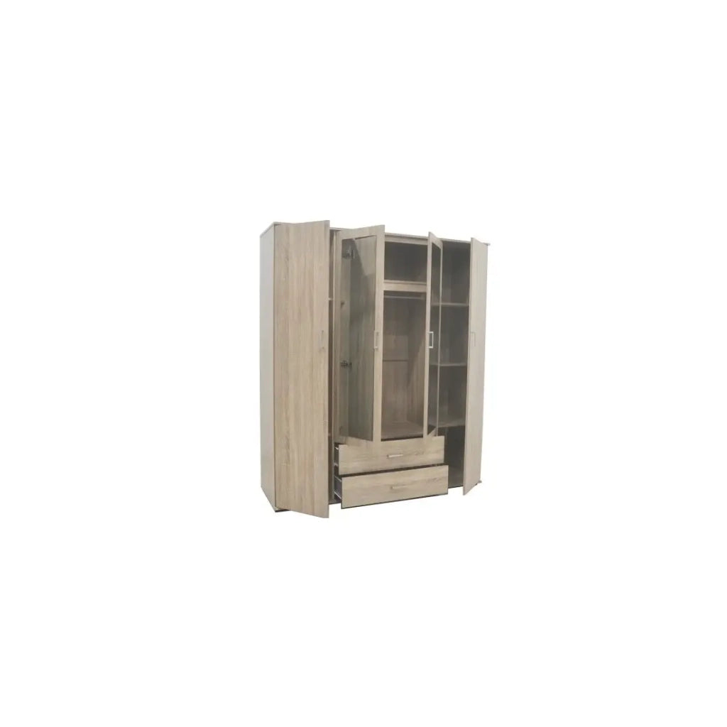 Armadio TOM 4 porte – Rovere Sonoma – Con specchio – L160 x H185 cm