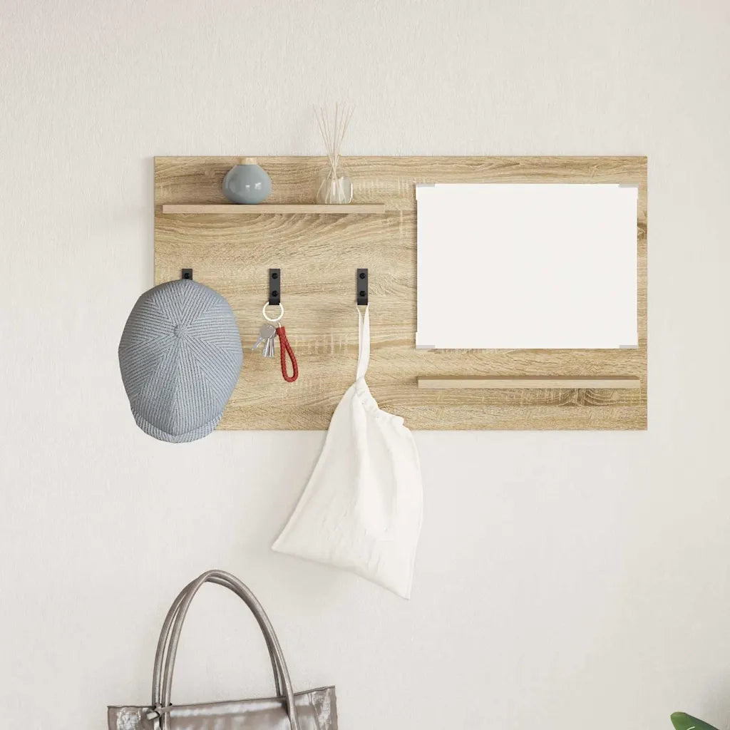Appendiabiti a muro con specchio Rovere Sonoma 90 x 10 x 50 cm 874517