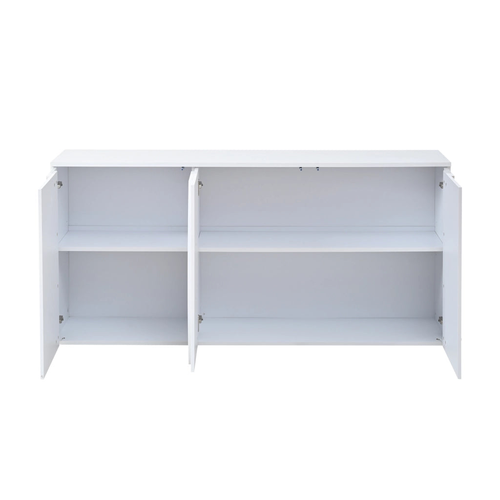 Credenza Soggiorno con LED ¨C Xylo ¨C Bianco Lucido, Truciolato, 150x40x70 cm