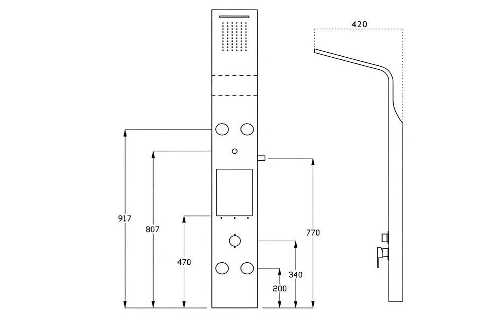 Colonna doccia pannello idromassaggio effetto cascata YH8126 SEUL - Nero