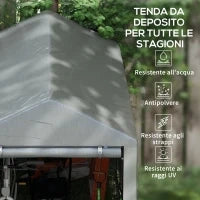 Capanno Attrezzi Tenda Garage con Copertura Anti UV e Telaio in Metallo, 120x179x165cm, Grigio Chiaro