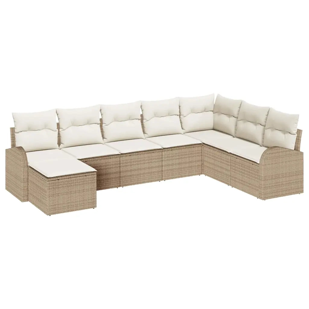 Set di divani con cuscino 8 pcs Beige e Bianco polyrattan 3354830