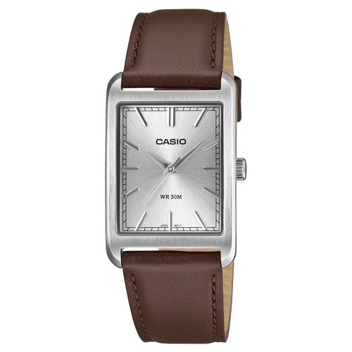 Orologio casio mtp b215l 7aver silver e brown