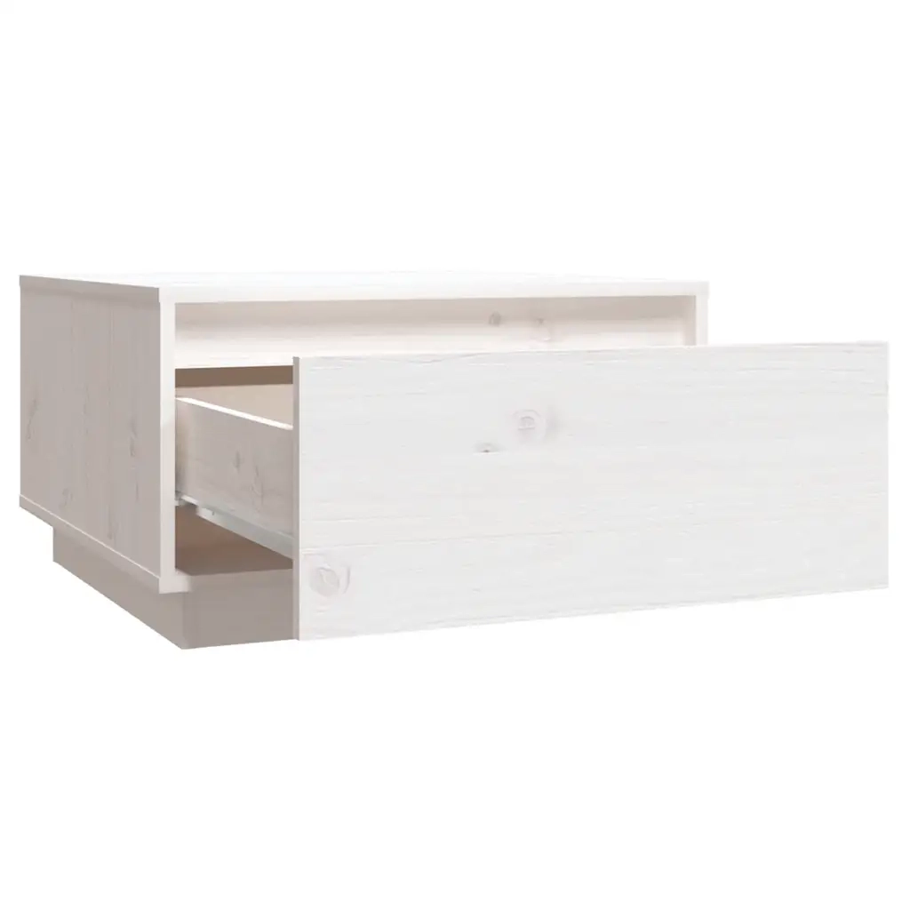 Tavolino da Salotto Bianco 55x56x32 cm Legno Massello di Pino 813406
