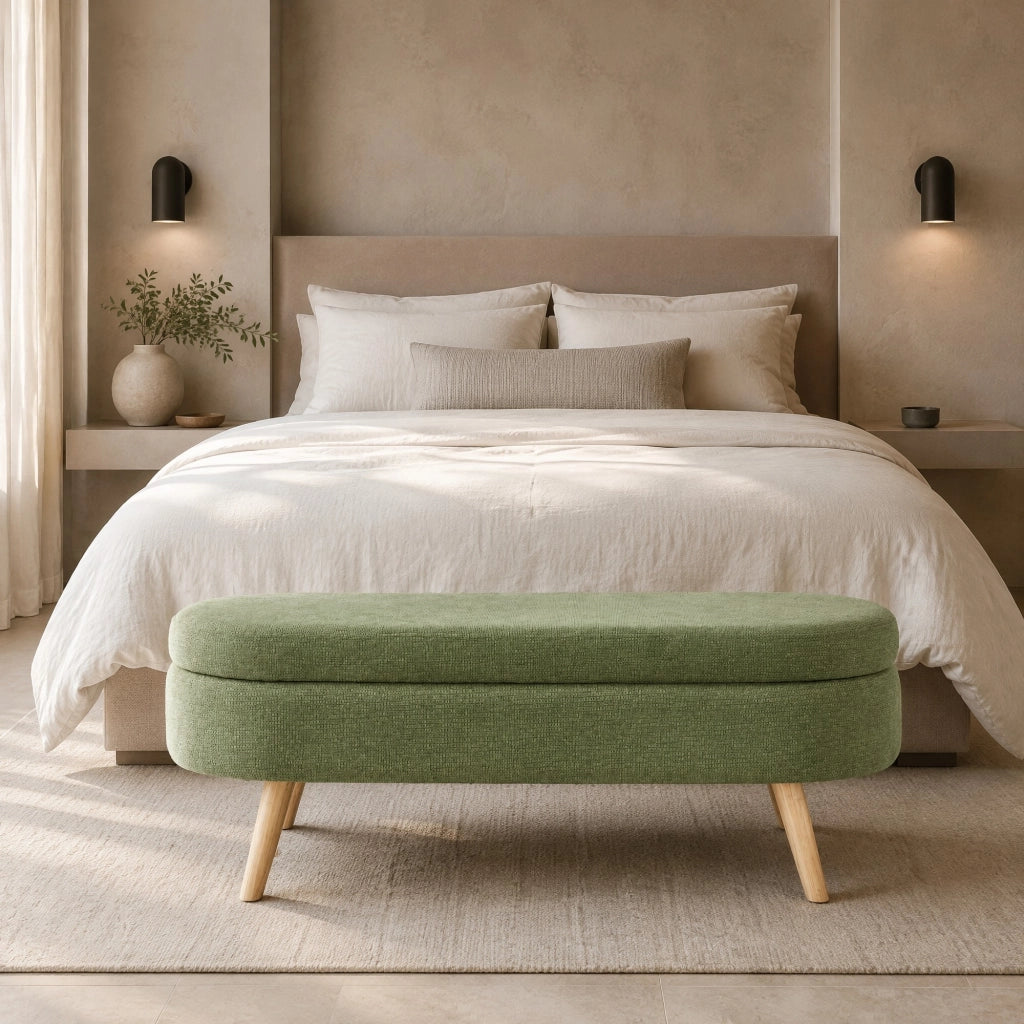 PANCA Contenitore 110 cm in Chenille Verde