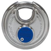 ABUS 02050 Diskus Lucchetto a Disco in Acciaio Inossidabile Livello di Sicurezza 8 2 Chiavi incluse colore Argento Blu
