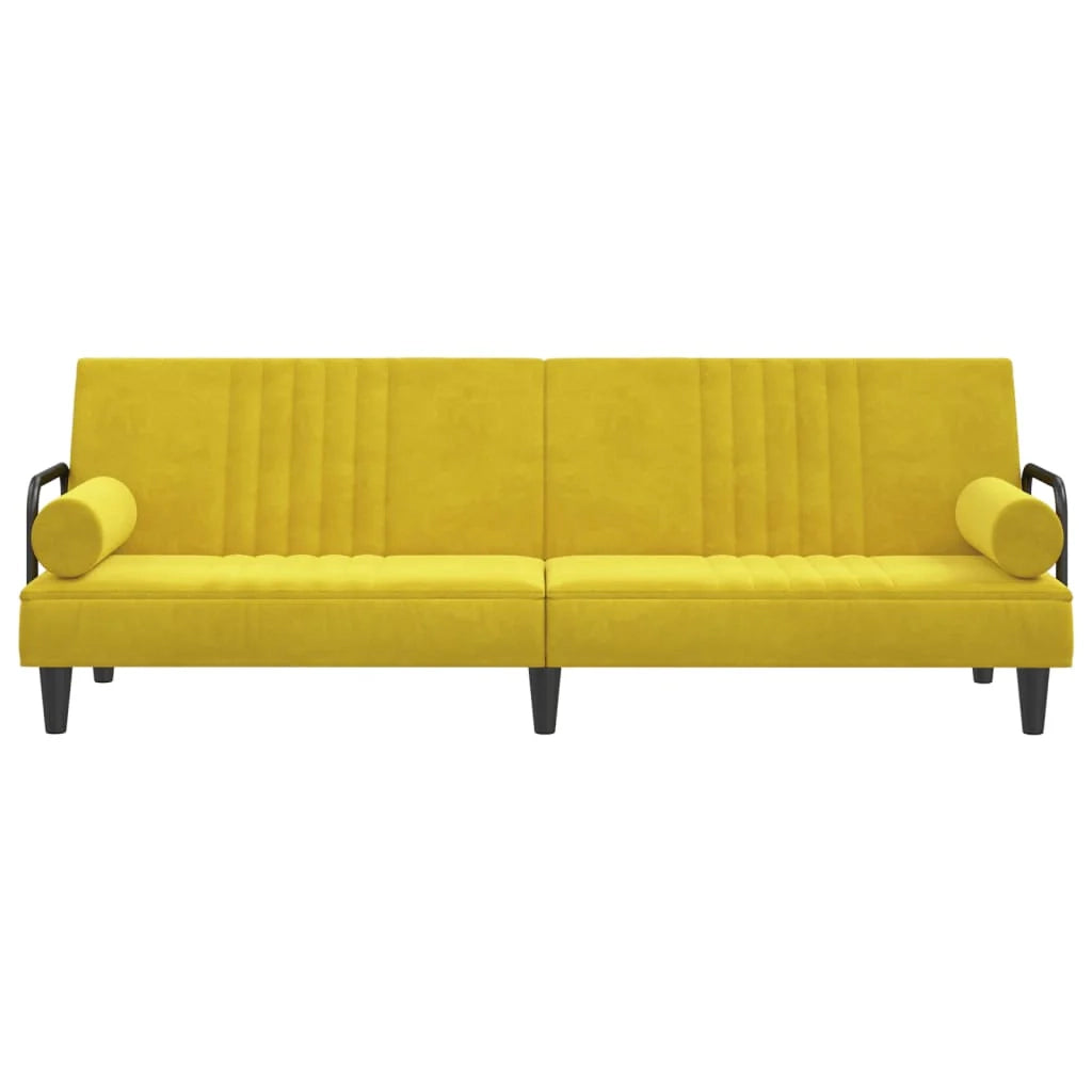 Divano letto con braccioli 205 x 89 x 70 cm velluto giallo 02_0019252