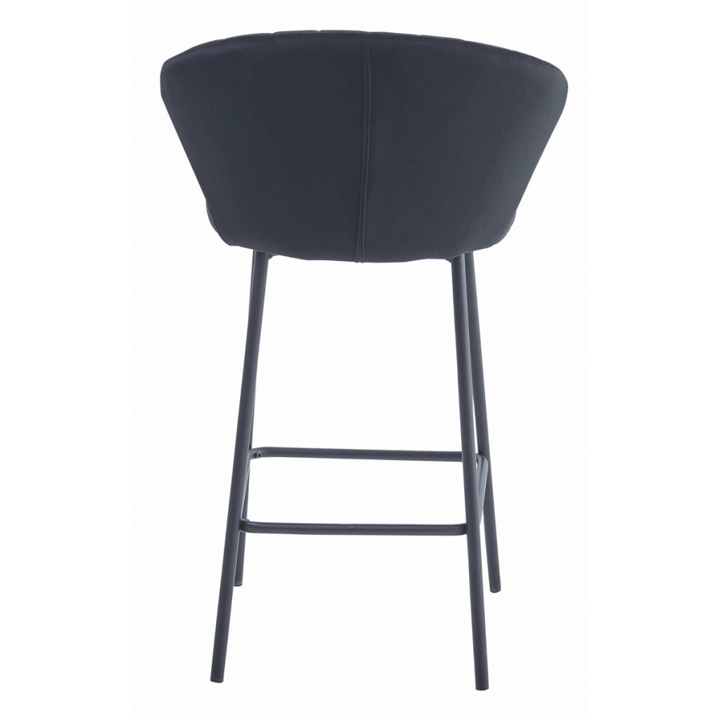Set di 3 Sgabelli Gatta in Velluto Nero con Gambe in Acciaio
