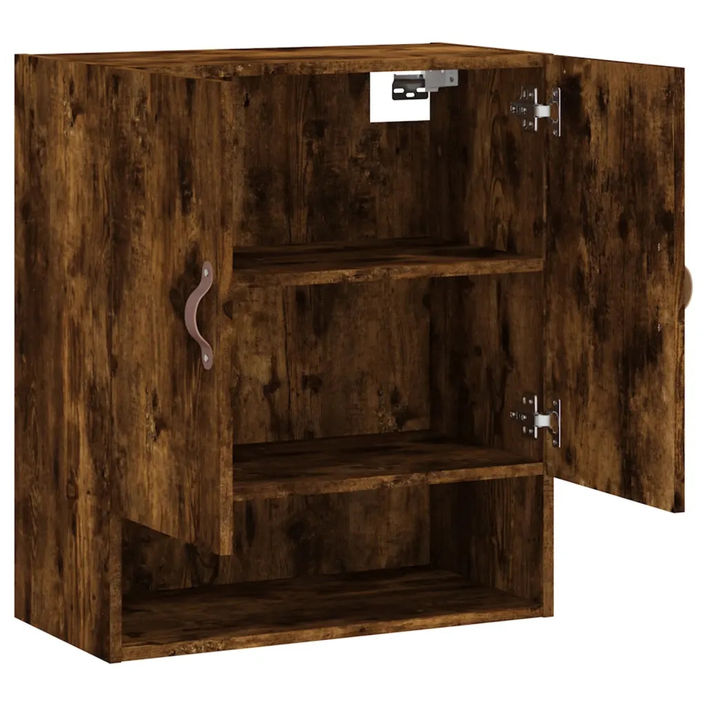 Mobiletto a muro dal design contemporaneo 60 x 31 x 70 cm pratico spazio contenitivo in legno composito effetto rovere affumicato 02_0048753