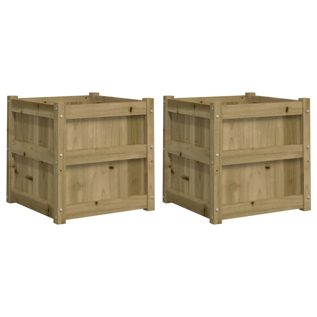 Fioriera aiuola rialzata fioriera aiuola giardino terrazza set da 2 legno di pino impregnato marrone 02_0039033