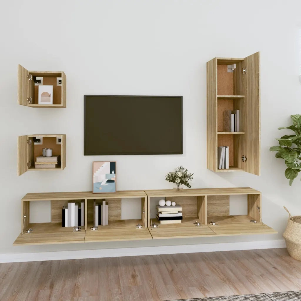 Set di Mobili Porta TV 5 pz Rovere Sonoma in Legno Multistratocod mxl 73600
