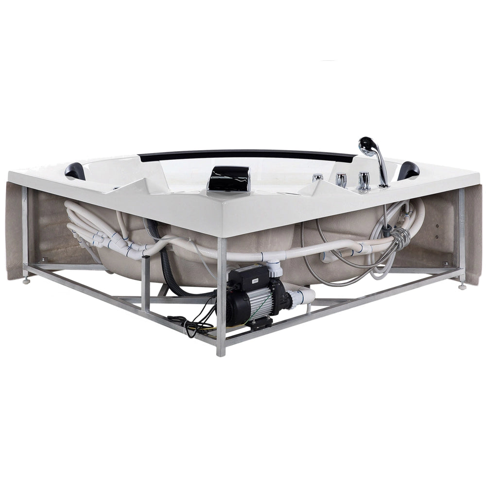 Punti Massaggio Vasca Angolare Bianco Sanitario Acrilico e Vetro 198 x 144 cm