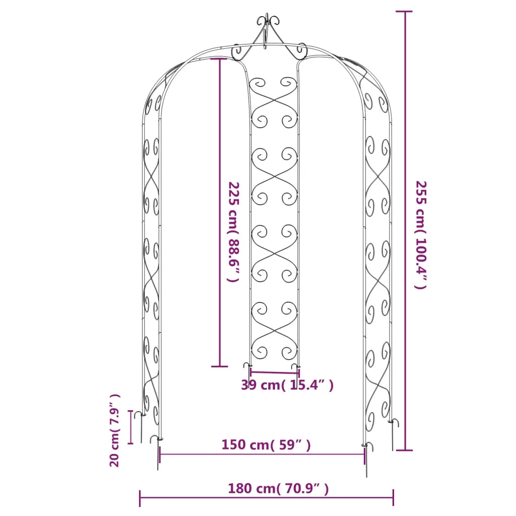 Arco da Giardino Nero ?180x255 cm Acciaio CFW9713084