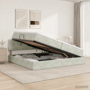 Letto con Contenitore Grigio Chiaro 200 x 200 cm Velluto 3458829