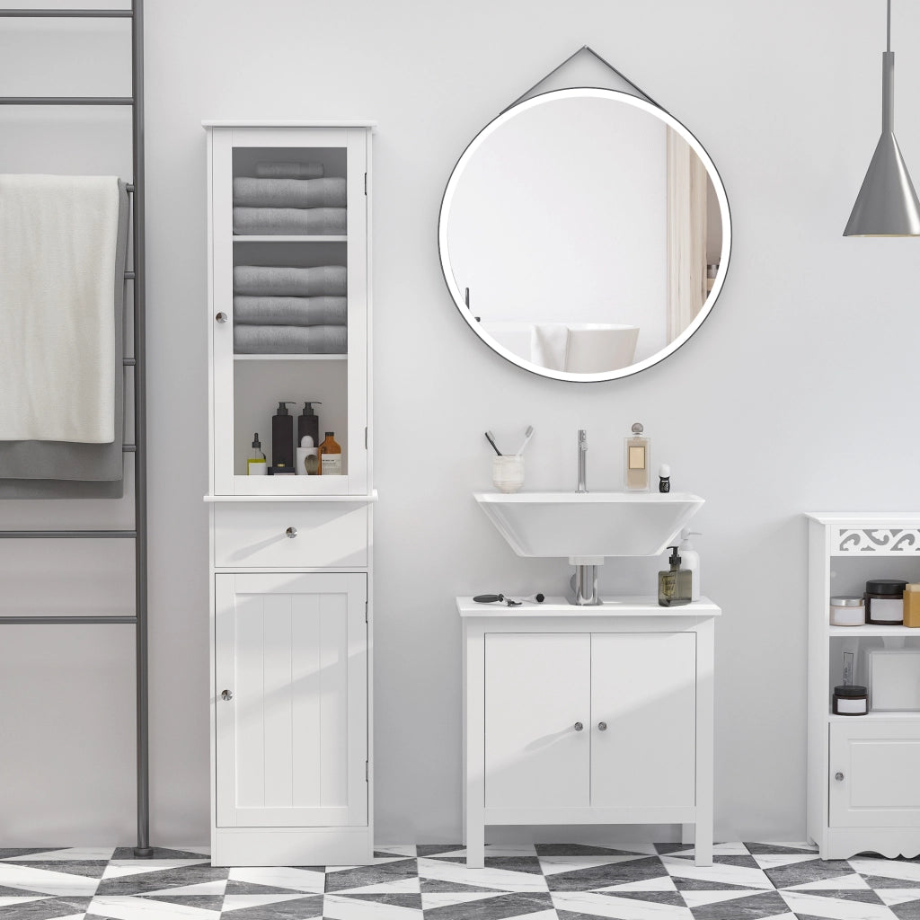 Armadio da Bagno Alto ¨C zephmum ¨C Bianco 40x27x171,5 cm