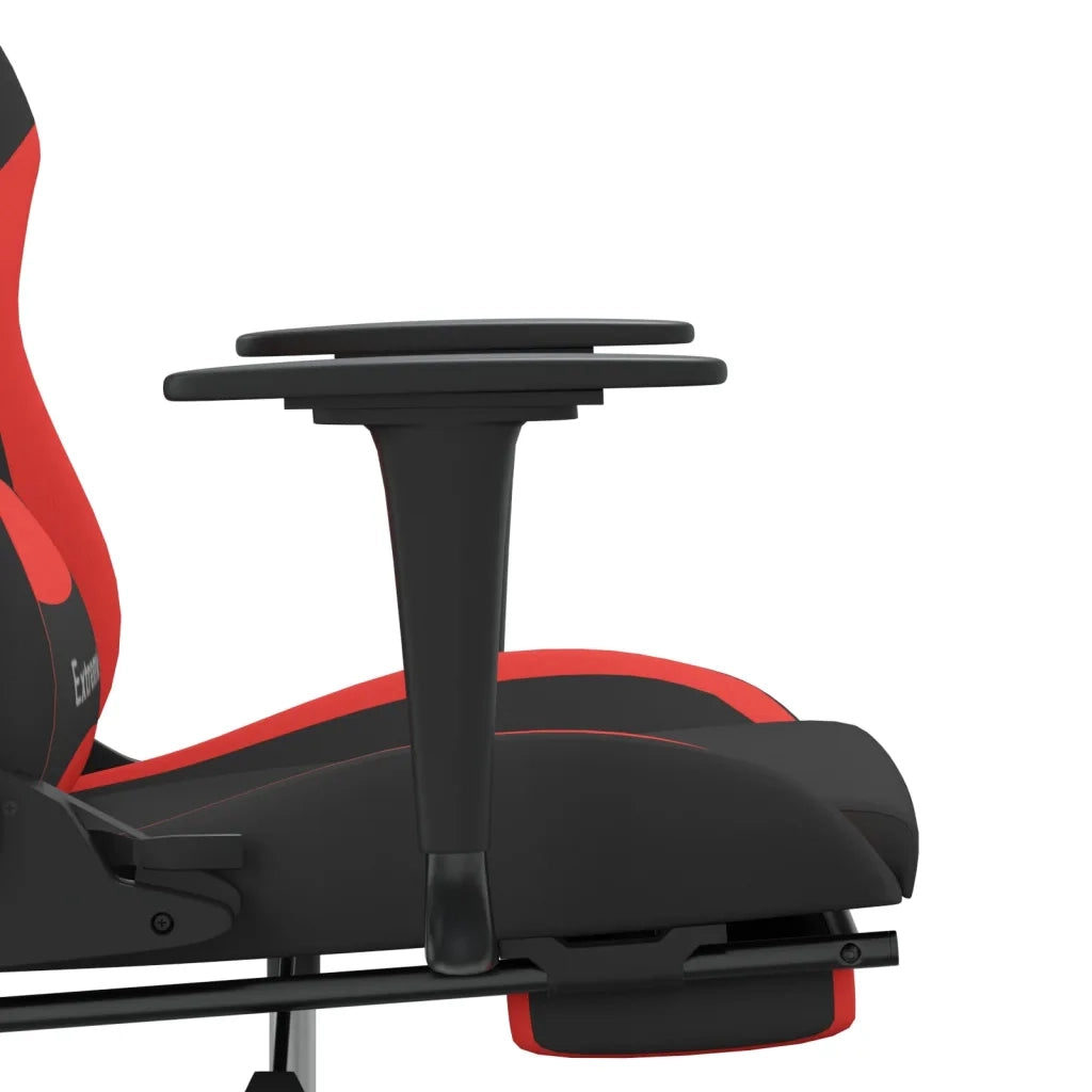 Sedia da Gaming | Sedia da e-sports Massaggio e Poggiapiedi Tessuto Nero e Rosso