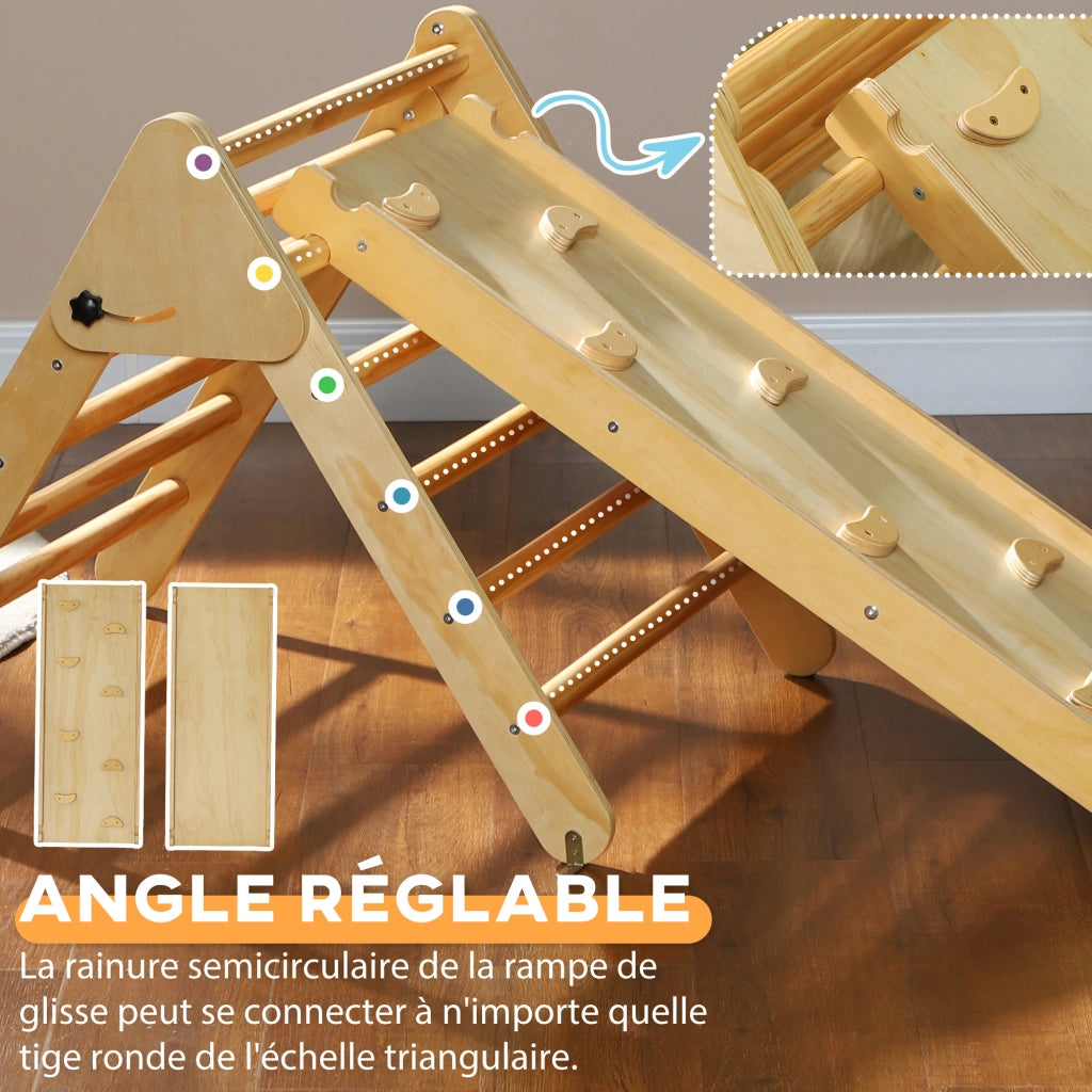 Scaletta per arrampicata in legno per bambini ¨C zephmum ¨C 3 in 1, naturale