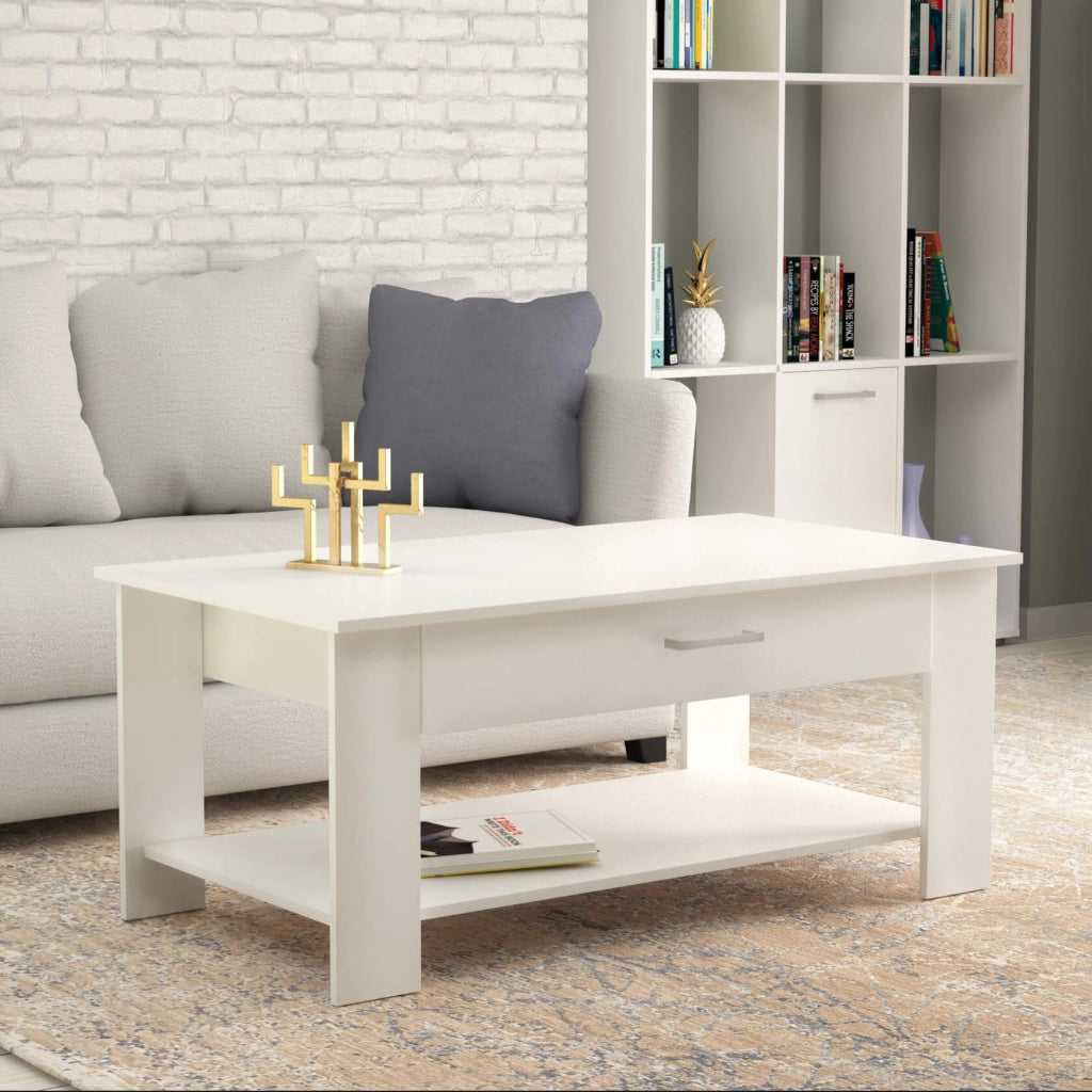 Tavolino da Salotto Moderno in Legno Composito FSC cm 110x46 50 - JONNY