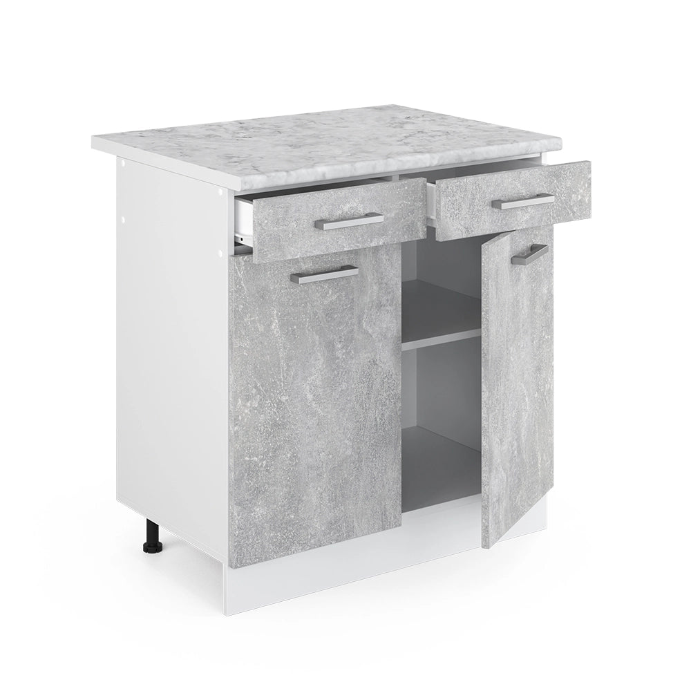 Vicco Base universale Calcestruzzo 80 cm con cassetti e ante, con piano di lavoro