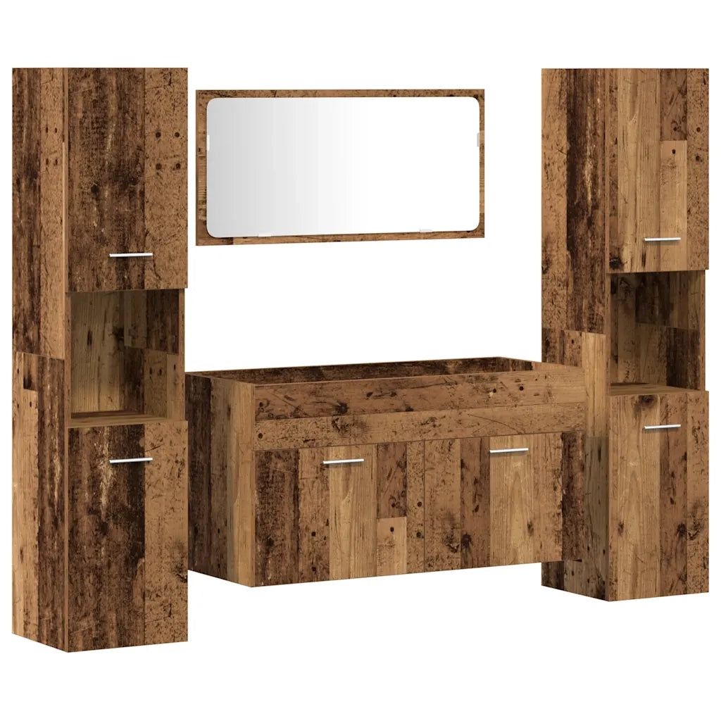 Set Mobili da Bagno 4 pz Legno Antico in Legno Multistrato 3328595