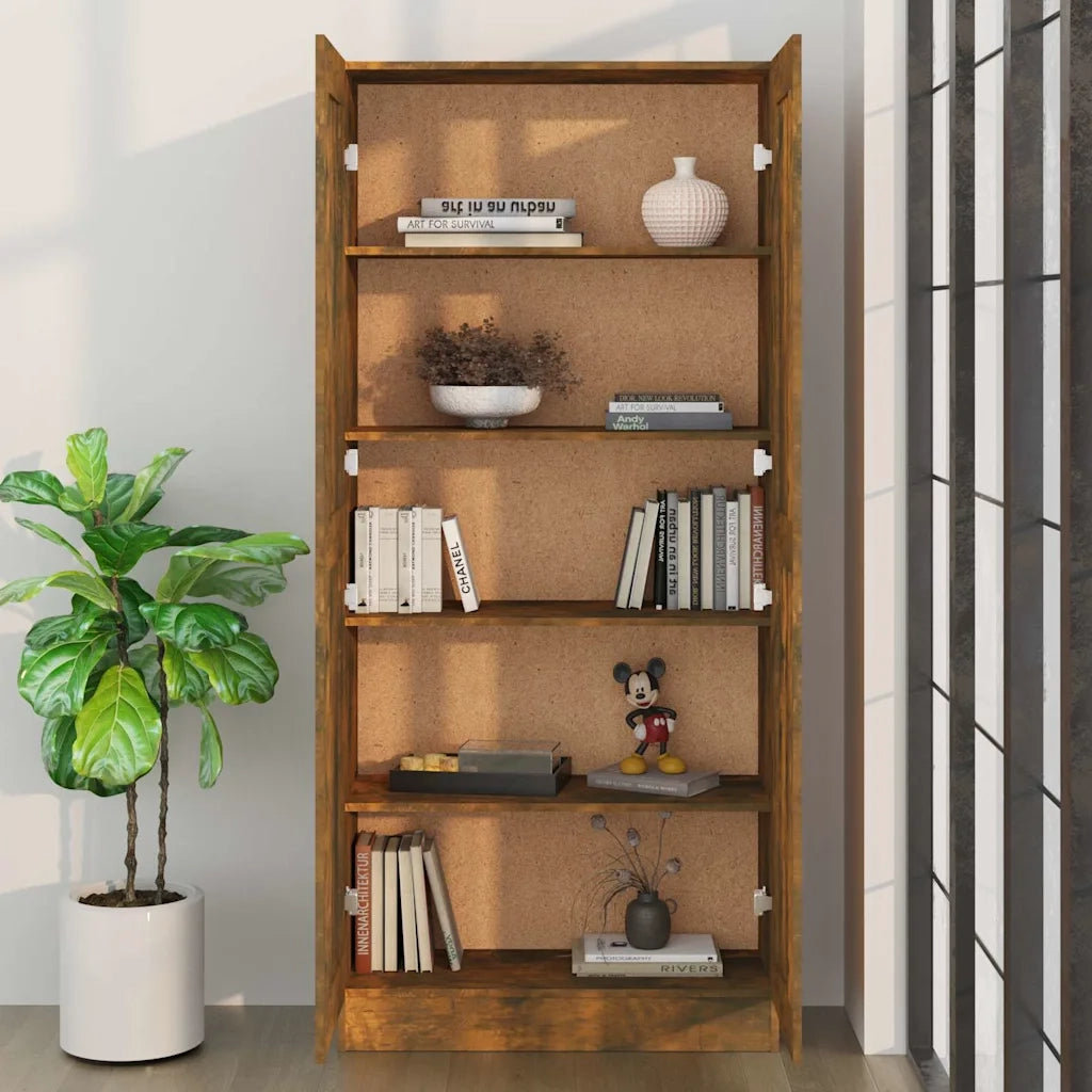 Comodino-Tavolino da notte Rovere Fumo 82,5x30,5x185,5 cm in Legno Multistrato