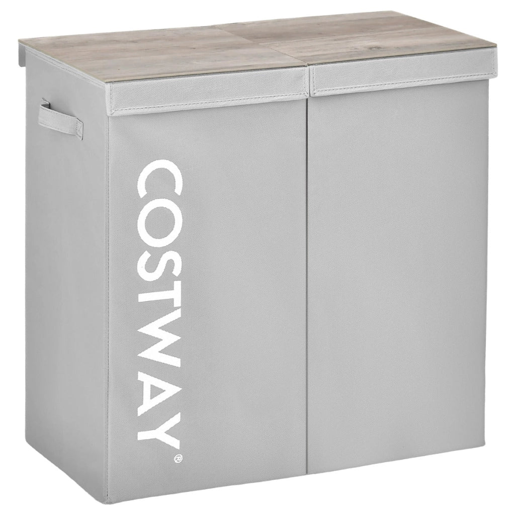 Cesto portabiancheria con 2 scomparti 62 x 31 x 60 cm per una suddivisione efficiente atmosfera accogliente in tessuto non tessuto grigio 20_0019638