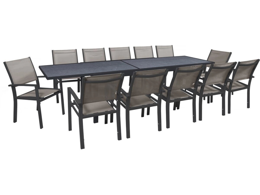 Set da pranzo da giardino estensibile "Lagos" - 200/320 x 105 x 76 cm - 12 sedie - Talpa