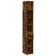 Mobile contenitore sottile 30 x 42,5 x 225 cm ampio spazio contenitivo per bagno o cucina legno composito finitura rovere affumicato 02_0055556
