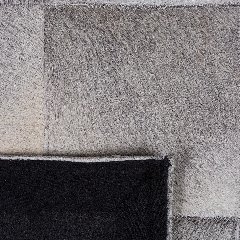 Tappeto tappetino Grigio Pelle 160 x 230 cm Patchwork Pelle Bovina Geometrico Rettangolare Moderno