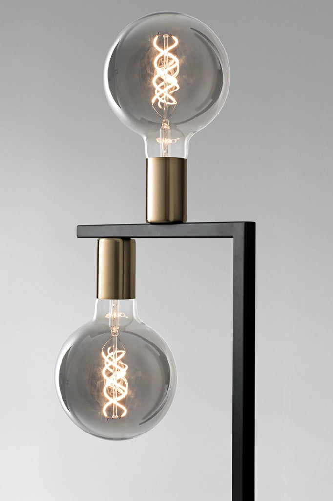 Lampada da Tavolo Twin E27 per Interni - Struttura Nero e Ottone Satinato 75W IP20 - Classe II - Design Decorativo - Rossini Group