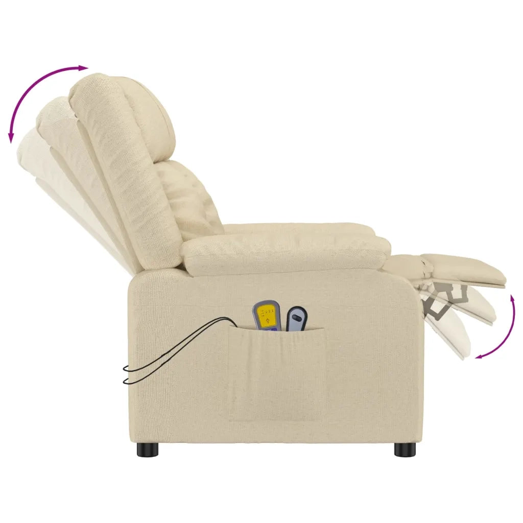 Poltrona Massaggiante Elettrica Crema in Tessuto