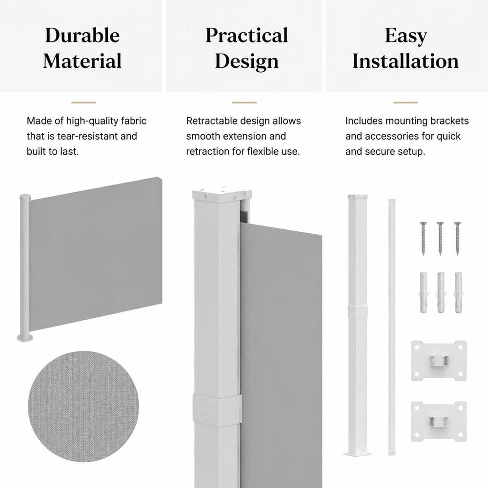 Extendable Side Awning 140x500 Cm Grey