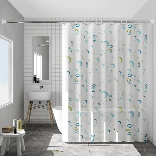 Douchegordino per Bagno 180x200cm - Douchegordino rapido ad asse da attaccare con ganci - Douchegordino impermeabile e schiumogeno per bagno - con 12 anelli per douchegordino - per doccia e bagno