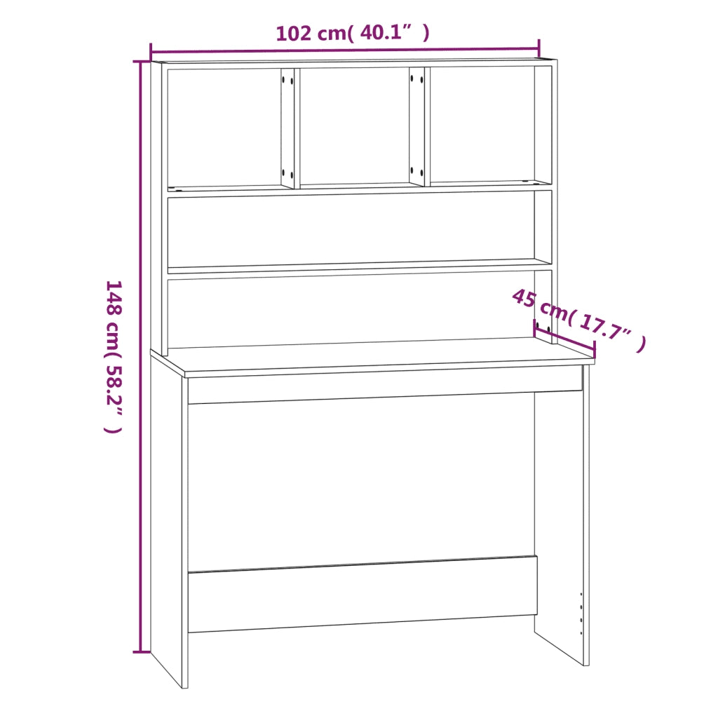 Scrivania con Mensole Bianca 102x45x148 cm in Legno Multistrato 823000
