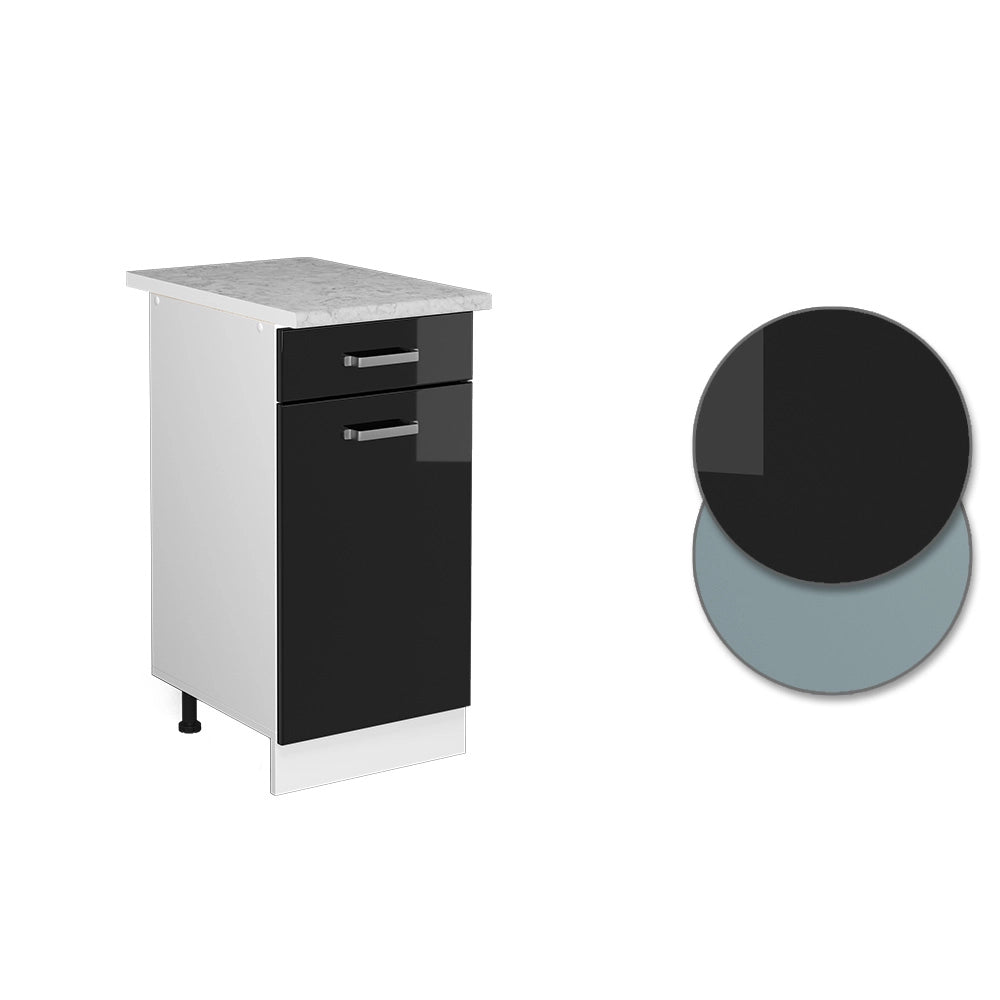 Vicco Base universale Nero lucido 40 cm con cassetto, con piano di lavoro