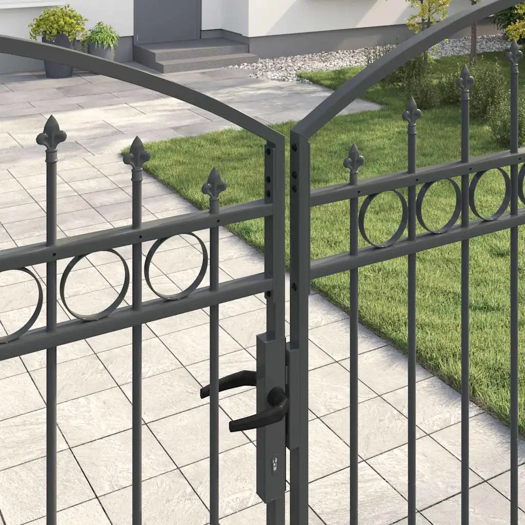 Cancello per recinzione ASSEN 401 x 250 cm Acciaio Grigio 42008945