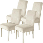 Set di 4 imbottiture per sedie da tavolo in velluto, imbottiture per sedie da tavolo adattabili con elastico, imbottiture per sedie da tavolo lavabili in lavatrice, adatte per feste, casa, ristoranti, alberghi, beige.