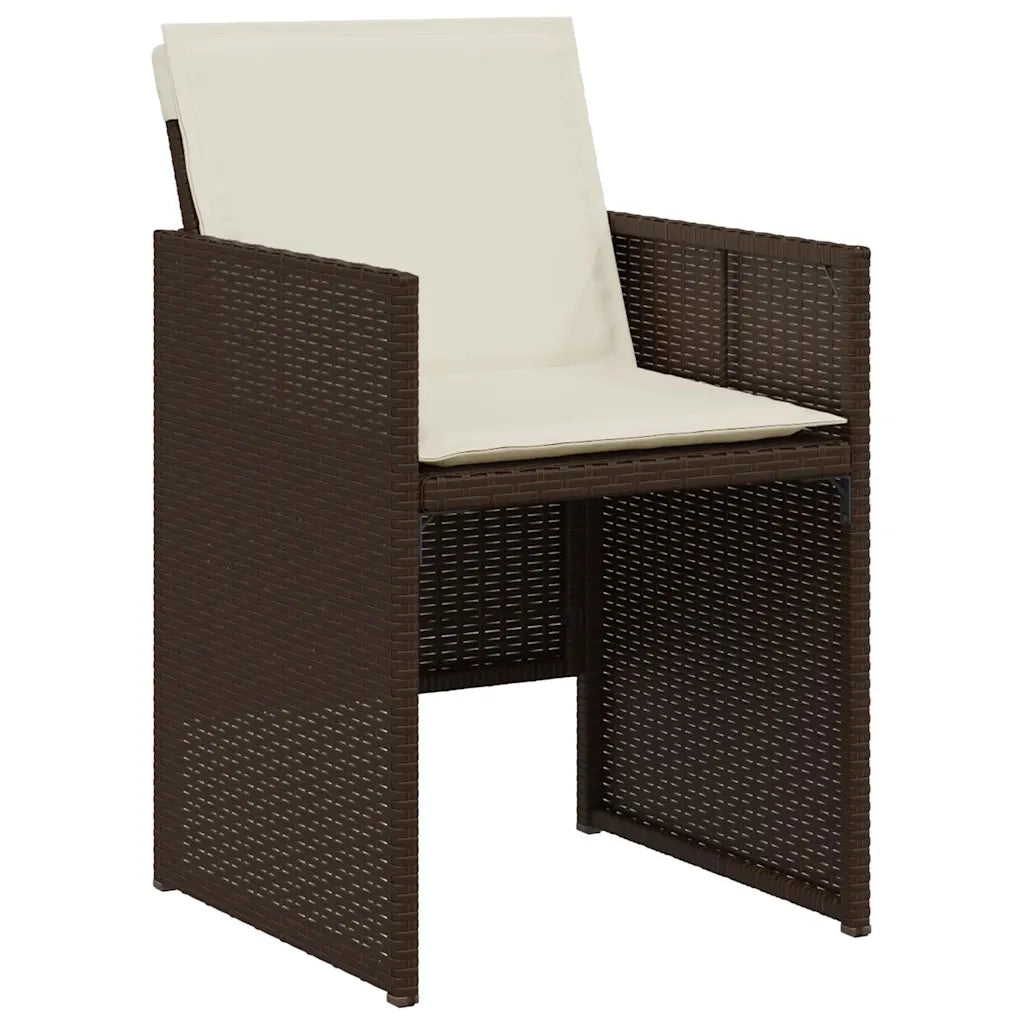 Set BistrÃ² 3 pz con Cuscini Marrone in Polyrattan