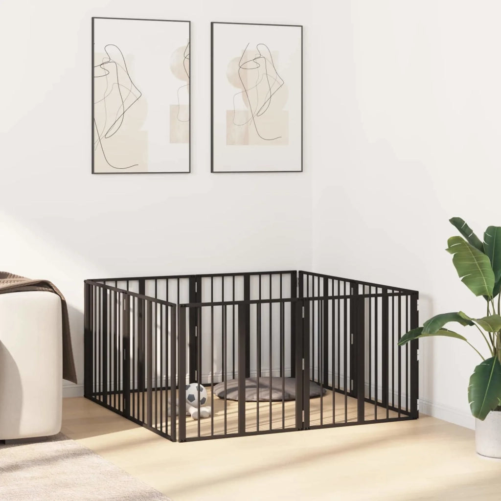 Cancello per cani 8 pcs Nero 60 x 60 cm Acciaio zincato 892022
