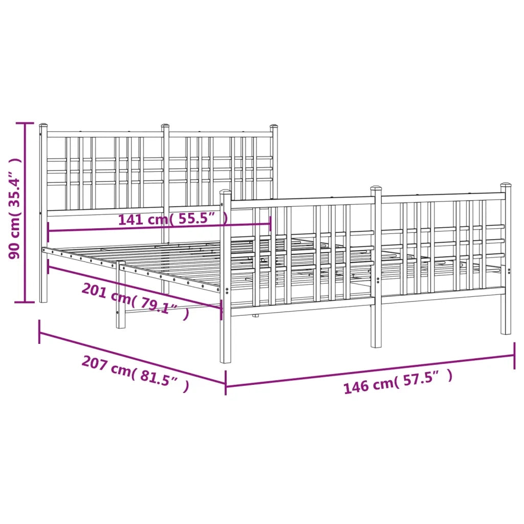 Giroletto con Testiera e Pediera-Struttura Letto Metallo Bianco 140x200 cm 698718