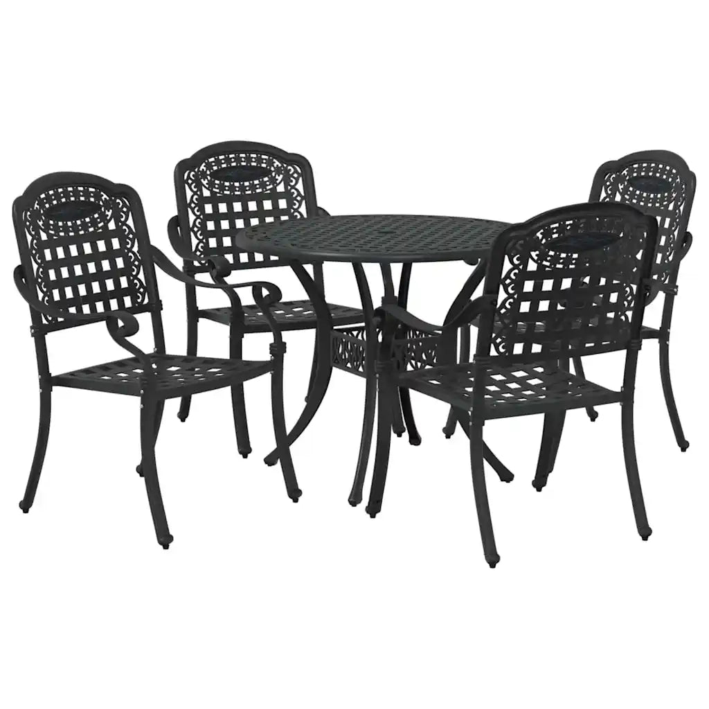 Set da Pranzo per Giardino 5 pcs Nero Alluminio 3334685