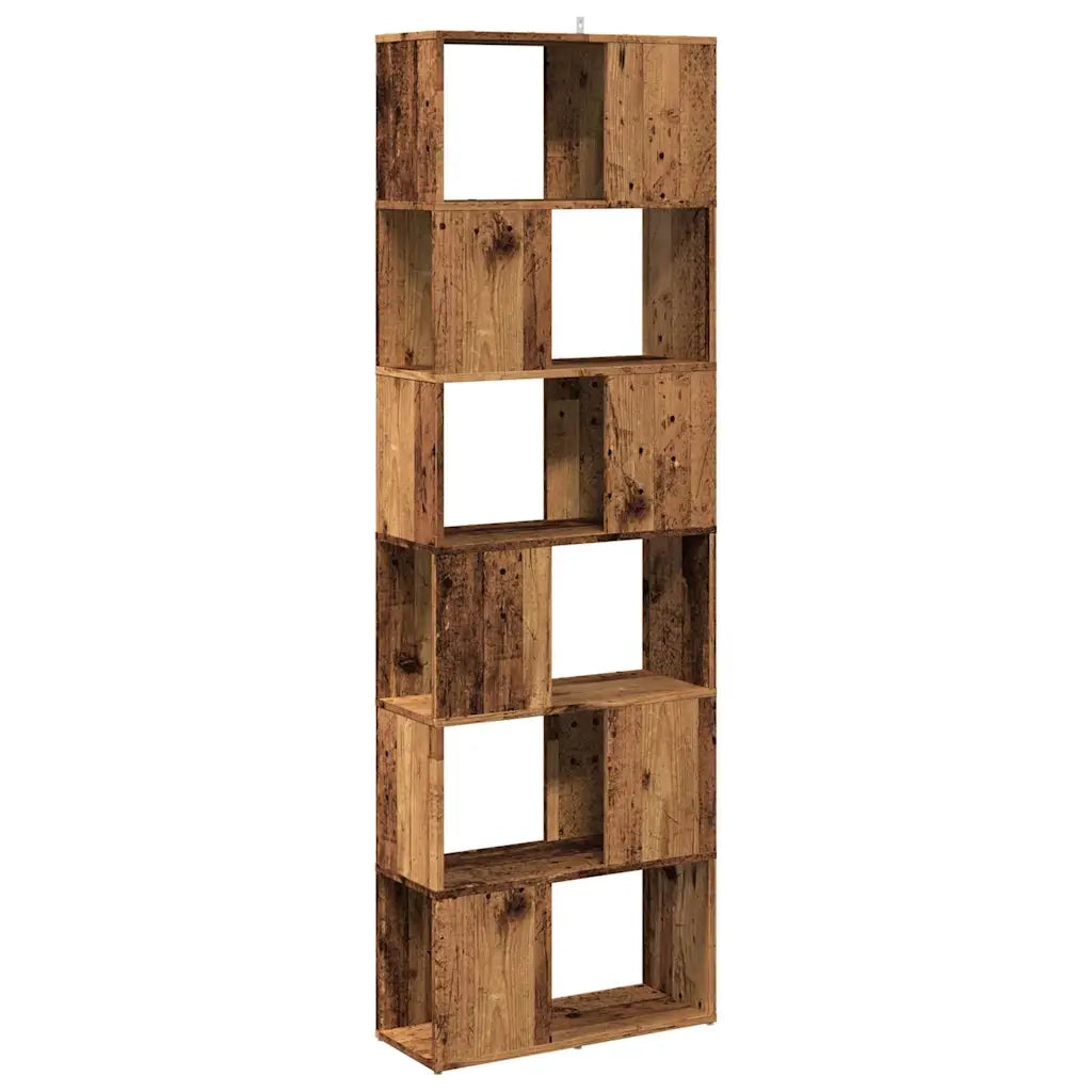 Libreria Divisorio-Scaffale per Libri-Mobile di Stoccaggio Stanza Legno Antico 60x24x186 cm