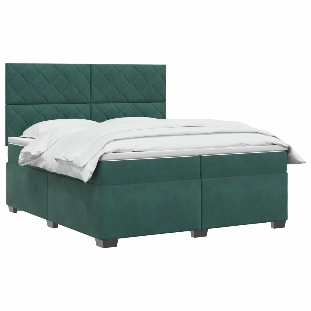 Letto box spring con materasso Verde Scuro 200 x 200 cm Velluto 3455183