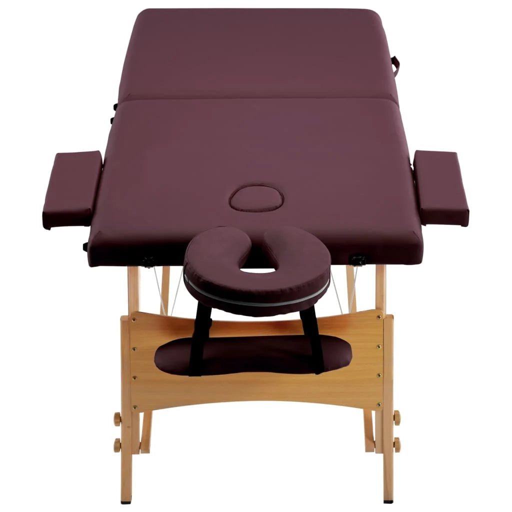 Lettino da massaggio pieghevole 2 sezioni legno viola vino 02_0001819